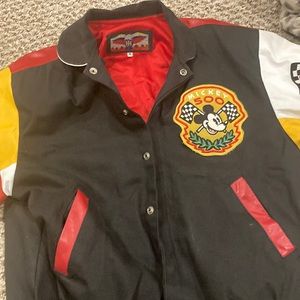 Vintage Mickey 500 Racing Disney Leather Jeff Hamilton Jacket Mickey Mouse Sz M